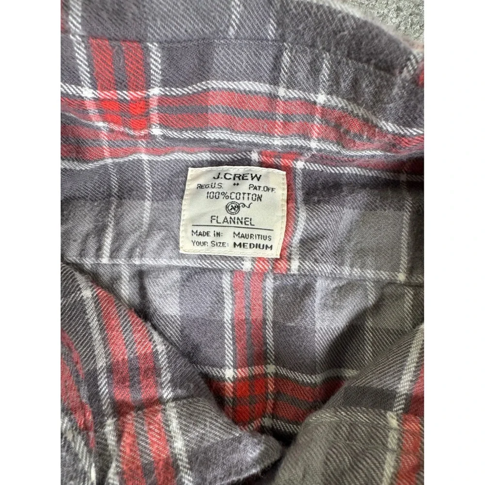 J.Crew Mens Grey Red Plaid Flannel Button Down Shirt Medium 28892 HO 11